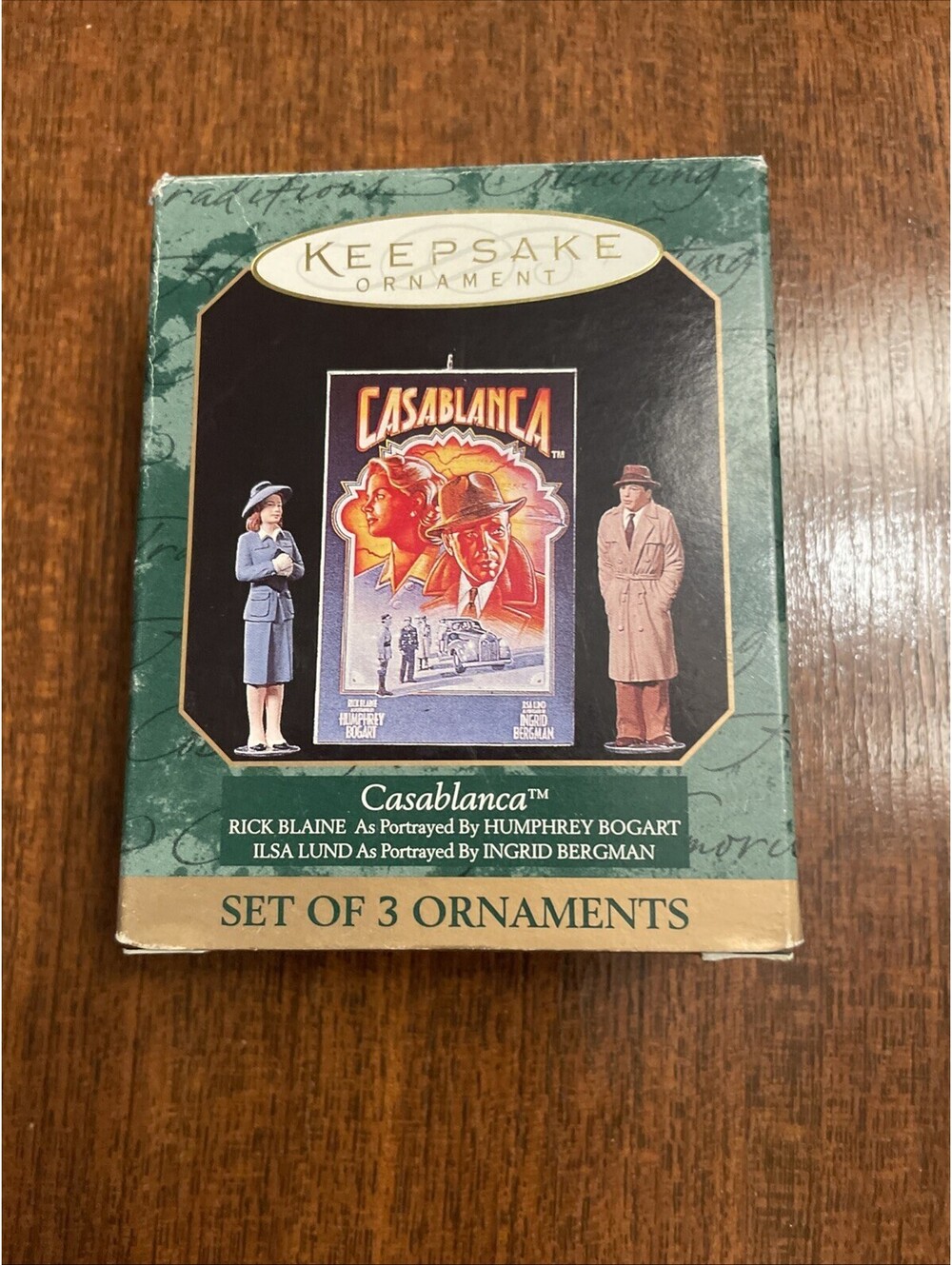 1997 Hallmark Keepsake Christmas Ornaments Casablanca Bogart & Bergman In Box